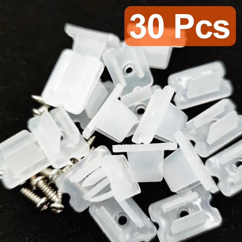 LEPEVNEY Waterproof LED Strip Mounting Clips - Translucent, Fits 5mm-6mm Silicone LED Strips Rope Light Clips, Includes Screws, Pack of 30 - Image 3